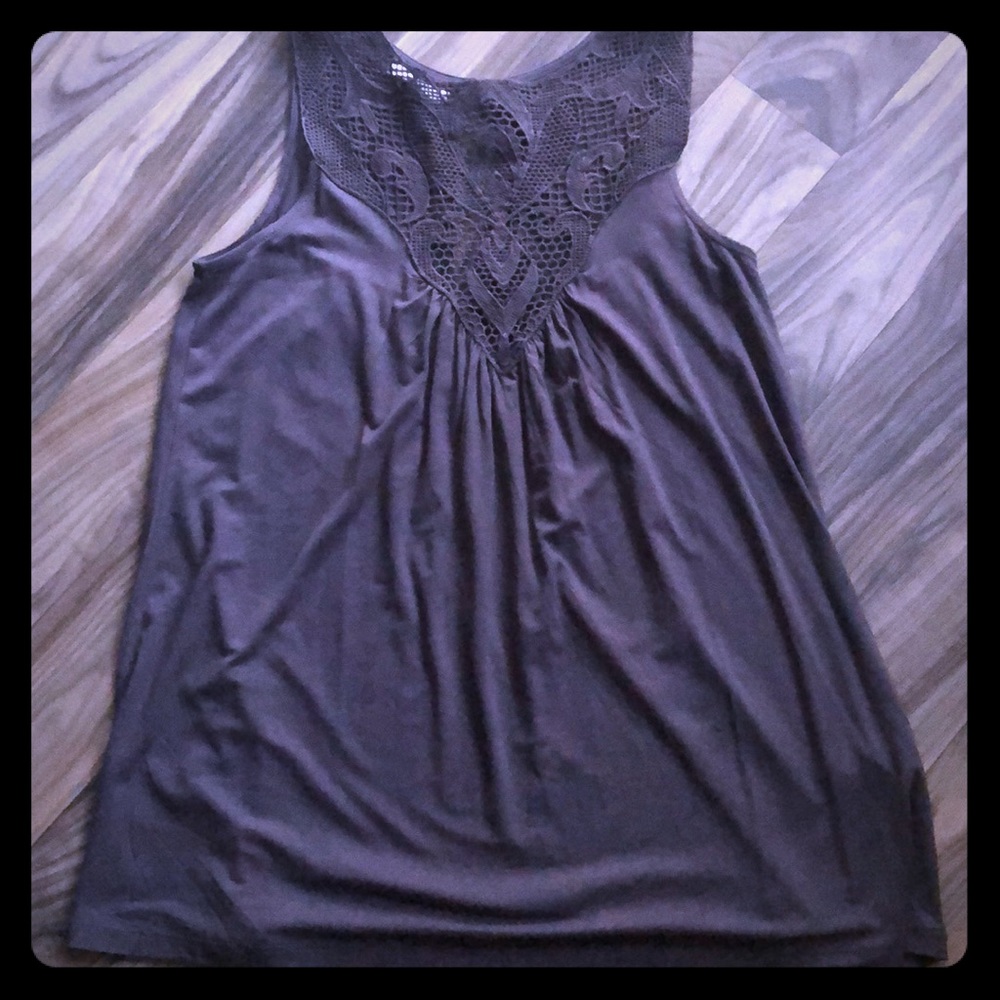 Maurices Grey Tank with crochet detail